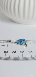 Sterling Silver Sailboat Blue Lab Opal Necklace - view 2