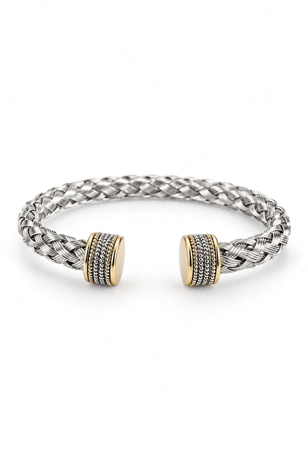 Braided Silver Cable Bangle Bracelet - view 5