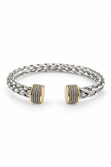 Braided Silver Cable Bangle Bracelet - view 5