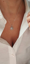 Sterling Silver Nautical Compass Pendant with Chain - view 7