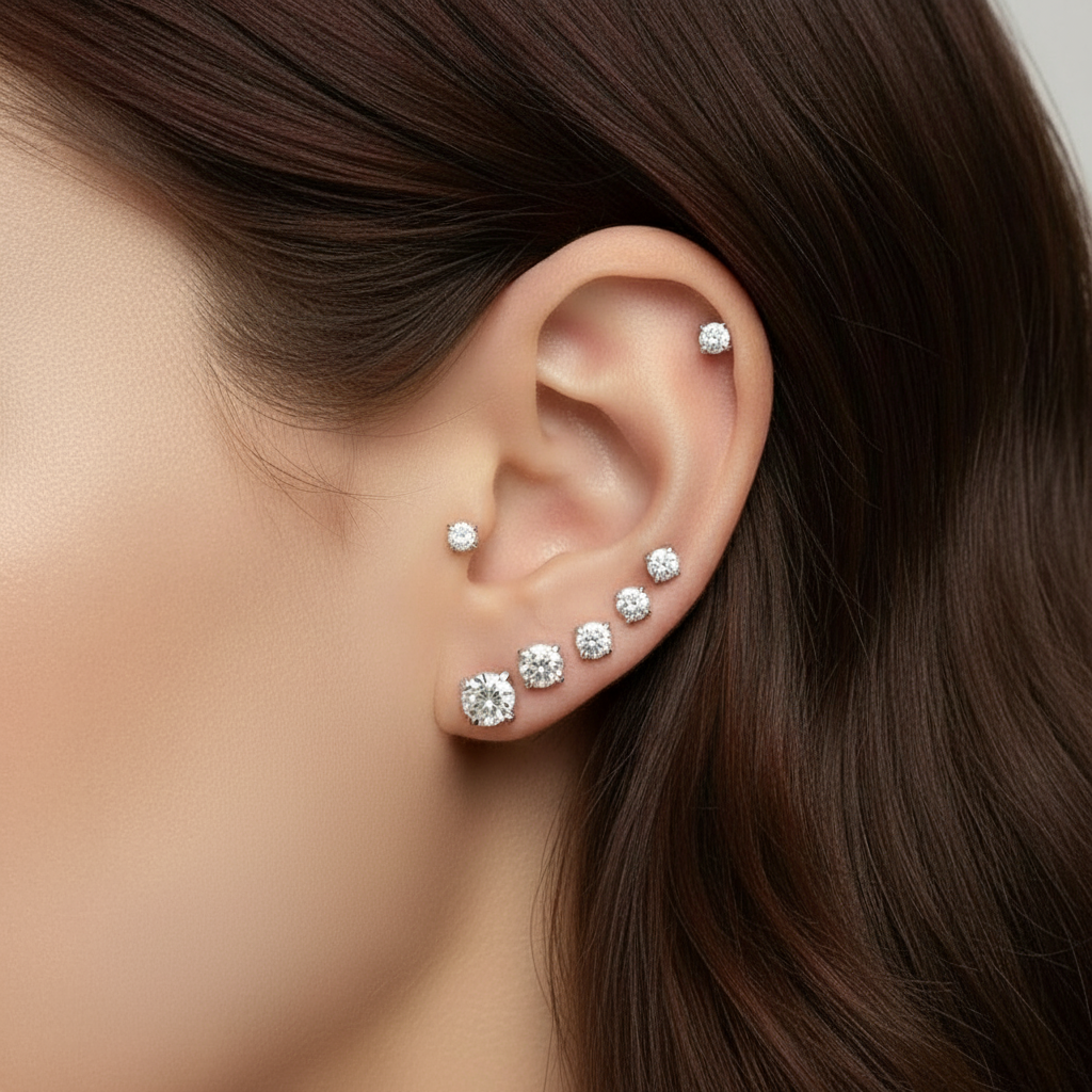 Stainless Steel Hypoallergenic Stud Earrings - view 6