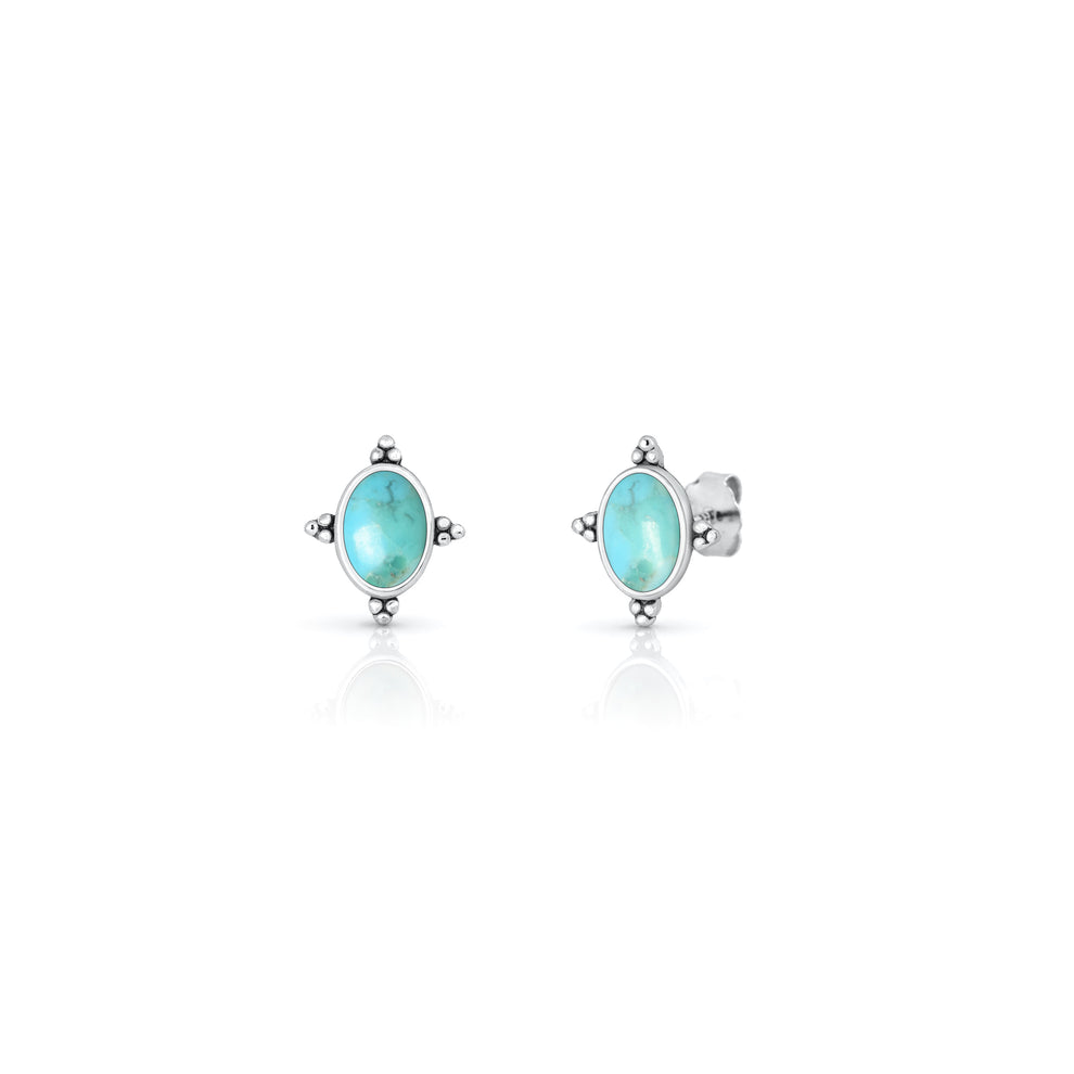 Sterling Silver 925 Dainty Turquoise Stud Earrings