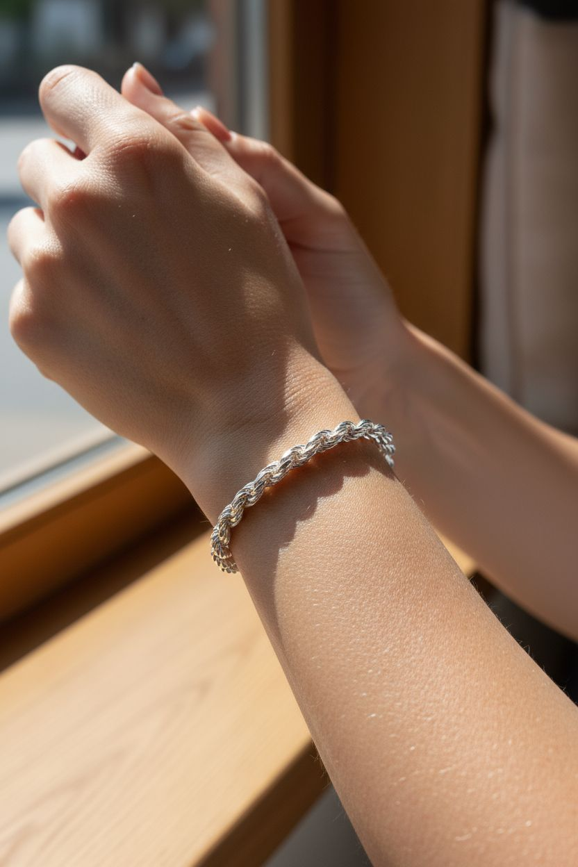 Sterling Silver 925 Rope Chain Bracelet - view 7