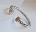 Braided Silver Cable Bangle Bracelet - view 3
