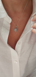 Sterling Silver Nautical Compass Pendant with Chain - view 11