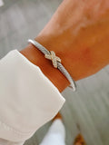 Silver Gold Cable Bangle Bracelet - view 3