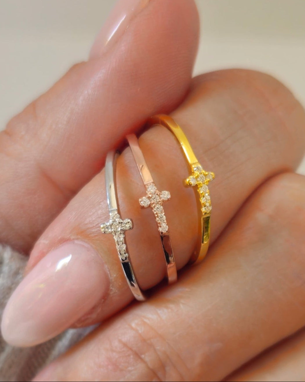 Sterling Silver Cross Ring, Gold, Rose Gold or Silver - view 4