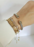 Double Dome Silver Cable Bangle Bracelet - view 4