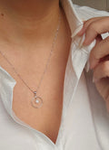 Solitaire Halo Pearl Sterling Silver Necklace - view 4