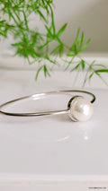 Sterling Silver Floating Pearl Bangle Bracelet - view 4