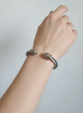 Double Dome Silver Cable Bangle Bracelet - view 2