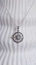Sterling Silver Nautical Compass Pendant with Chain - view 3
