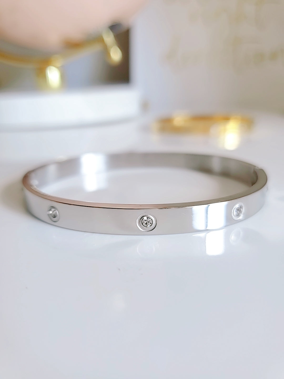 Gold and Silver Cz Bangle Bracelet - view 7