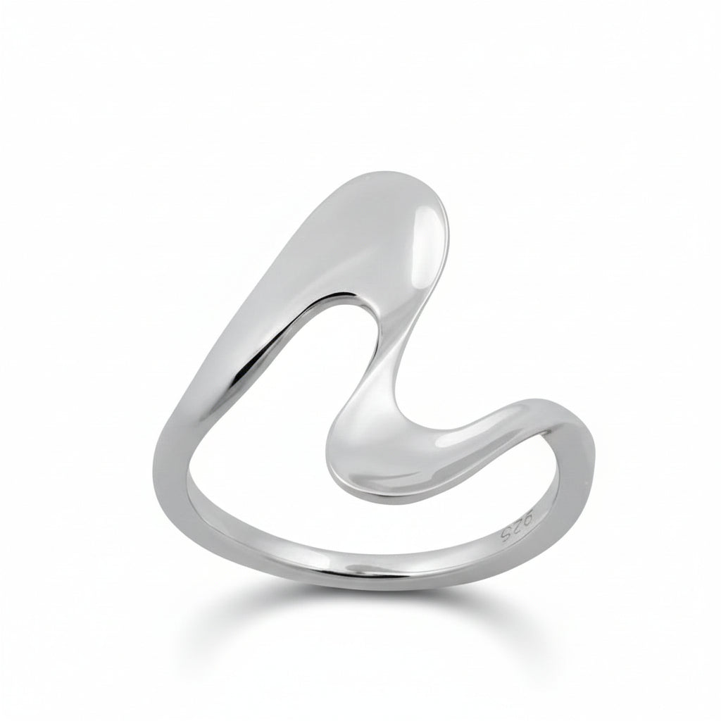 Sterling Silver Wave Geometric Ring