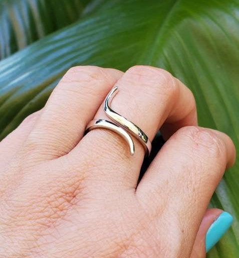 Curved Sterling Silver Ring - view 4