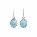 Sterling Silver 925 Larimar Stone Drop Earrings - view 3