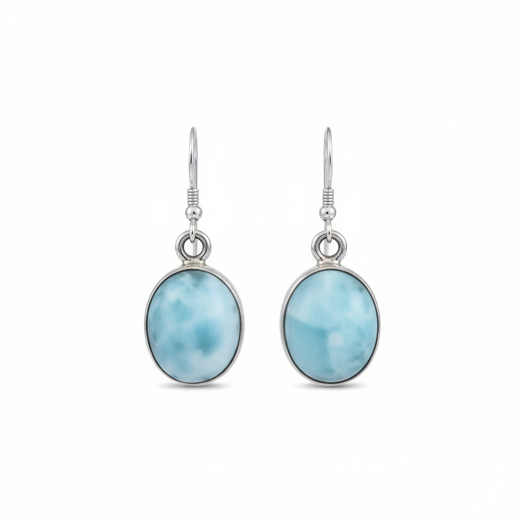 Sterling Silver 925 Larimar Stone Drop Earrings - view 3