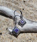 Sterling Silver Bali Square Amethyst Earrings - view 2