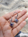 Sterling Silver Bali Square Amethyst Earrings - view 3