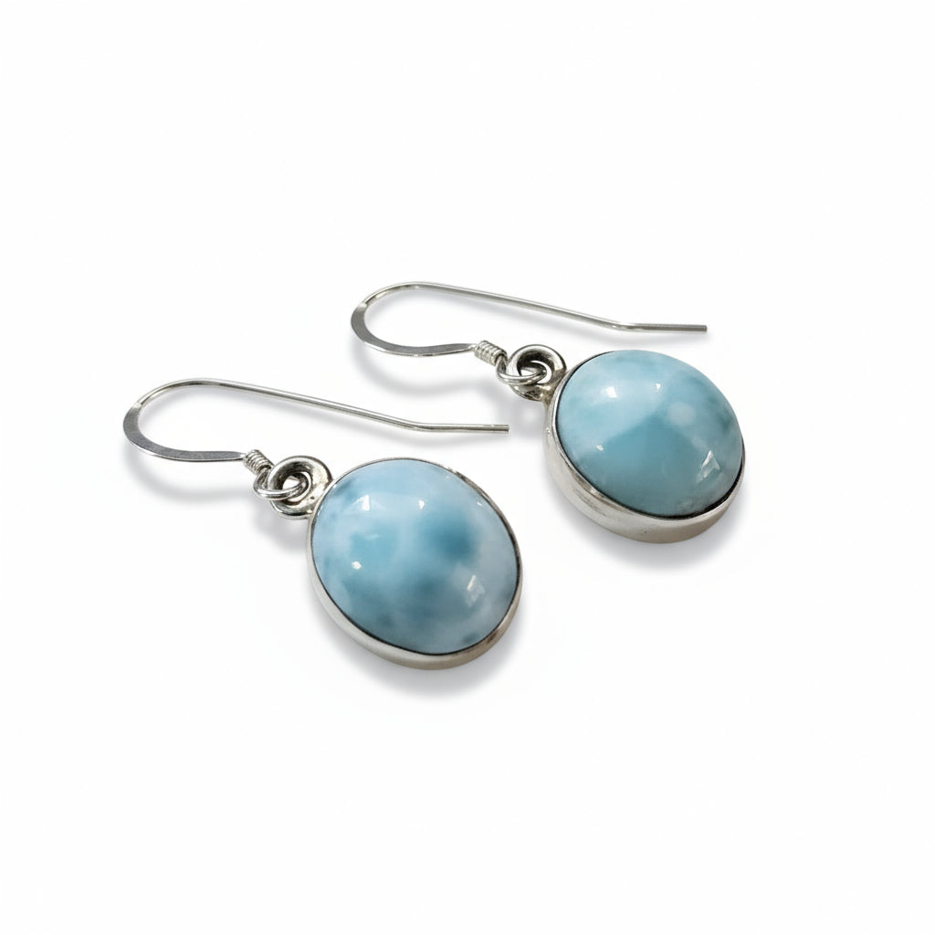 Sterling Silver 925 Larimar Stone Drop Earrings
