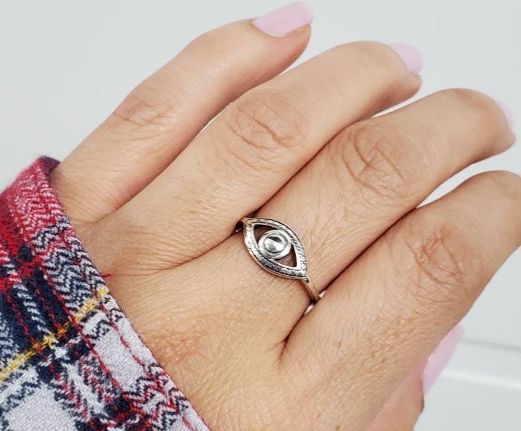 Sterling Silver Evil Eye 925 Ring