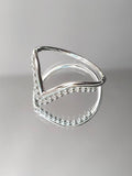 High Polished Beaded Chevron V Ring - view 6