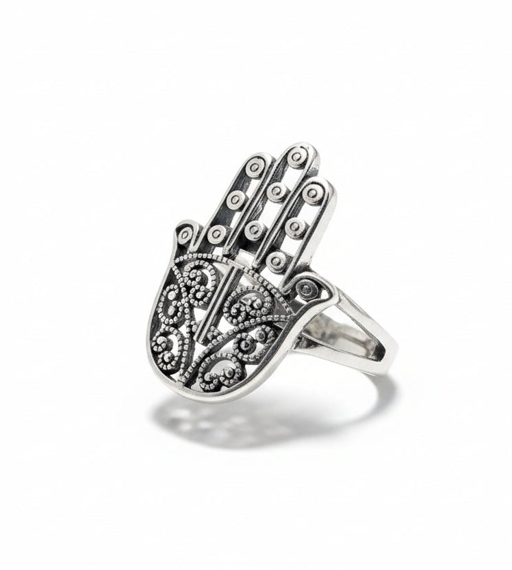 Sterling Silver Vintage Hamsa Protection Ring