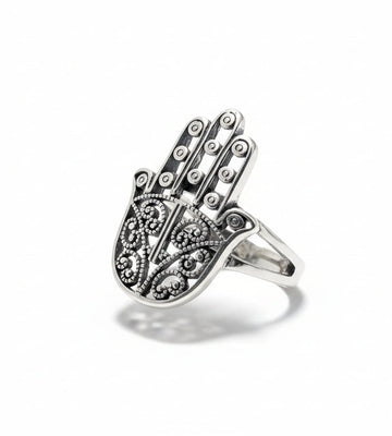 Sterling Silver Vintage Hamsa Protection Ring