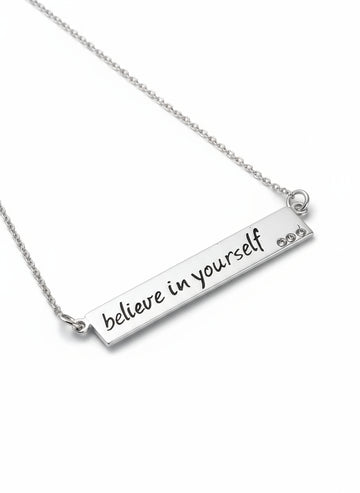 Sterling Silver "Believe in yourself" Bar Pendant Chain