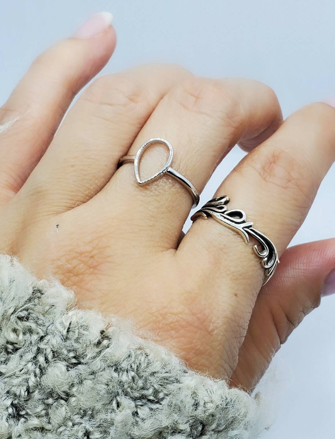 Sterling Silver Teardrop Ring - view 4