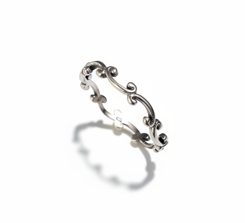 Sterling Silver Dainty Swirl Band - view 5