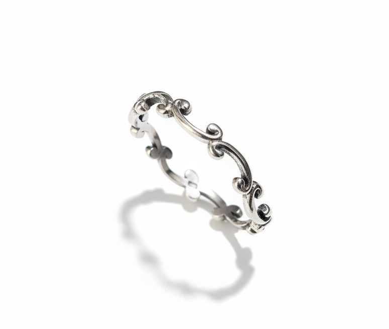 Sterling Silver Dainty Swirl Band