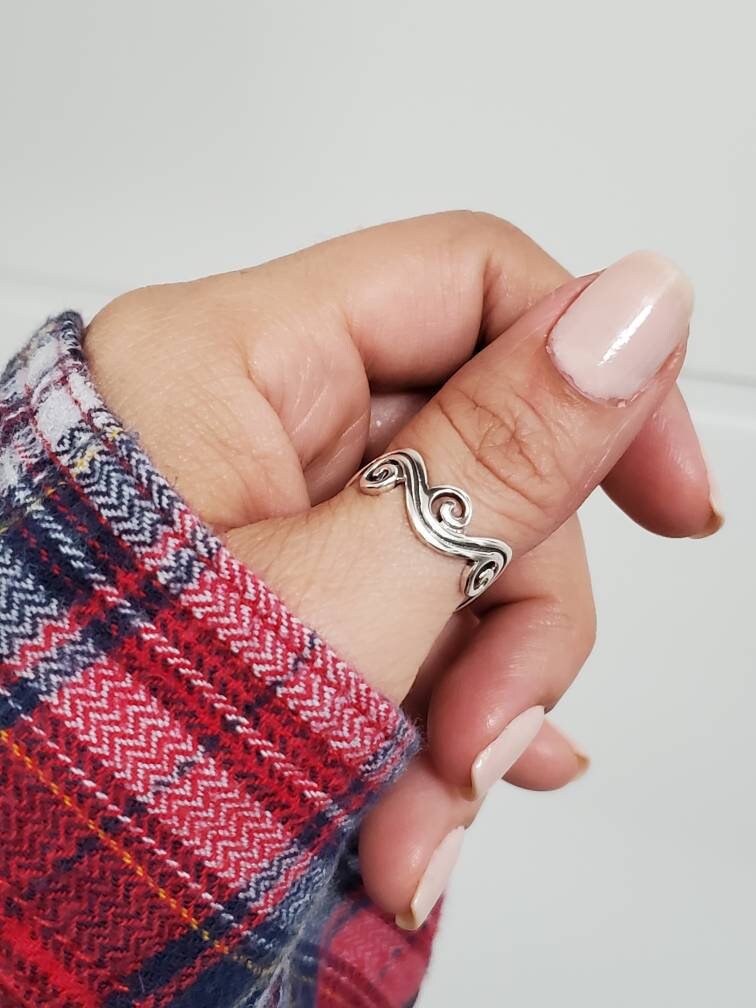 Sterling Silver Tide Wave Ring - view 2