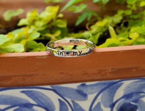 Sterling Silver Engraved "You are The Joy in my Heart" Ring - view 2