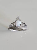 Sterling Silver White Opal Crown Ring - view 2