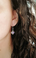 Sterling Silver Bali Square Amethyst Earrings - view 4