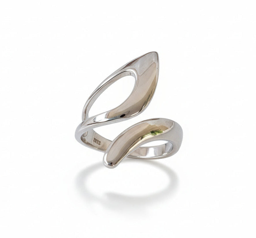 Sterling Silver Women Ring Curved Bold Ring - view 5