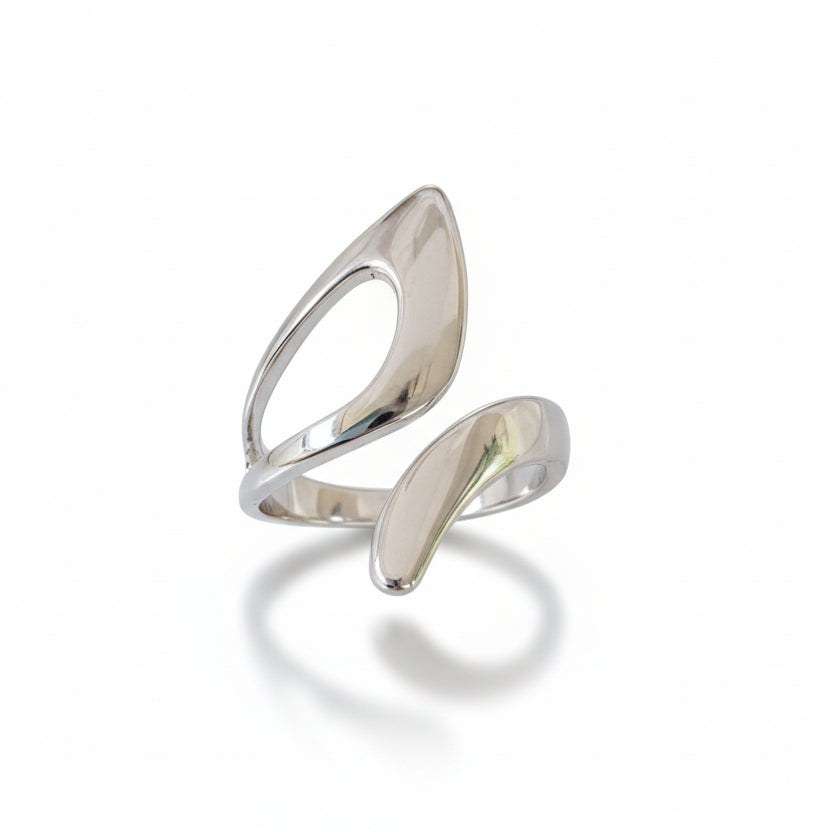 Sterling Silver Women Ring Curved Bold Ring