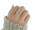 Sterling Silver Women Ring Curved Bold Ring - view 4