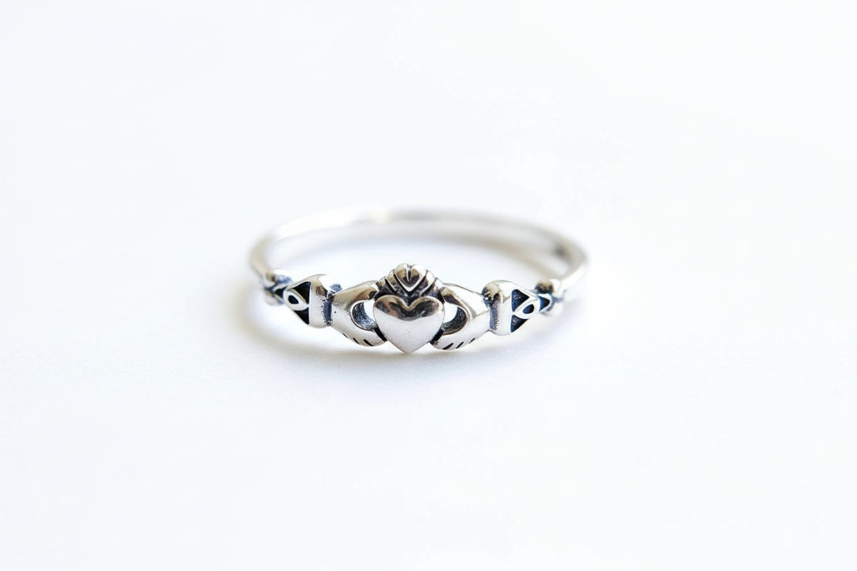 Sterling Silver Tiny Claddagh Dainty Irish Ring - view 3