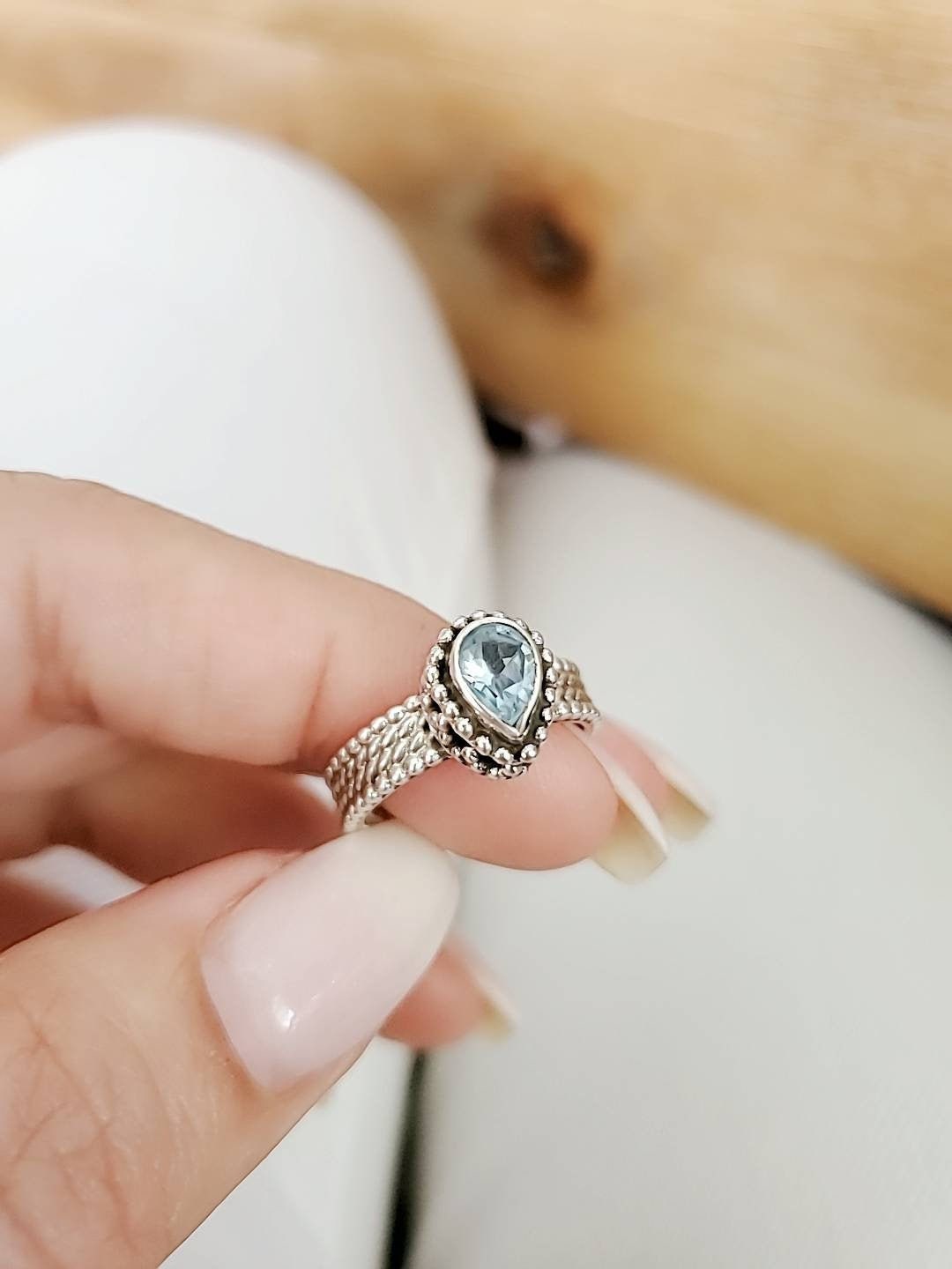 Sterling Silver Handmade Blue Topaz Ring