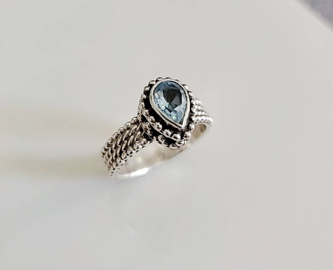 Sterling Silver Handmade Blue Topaz Ring - view 4