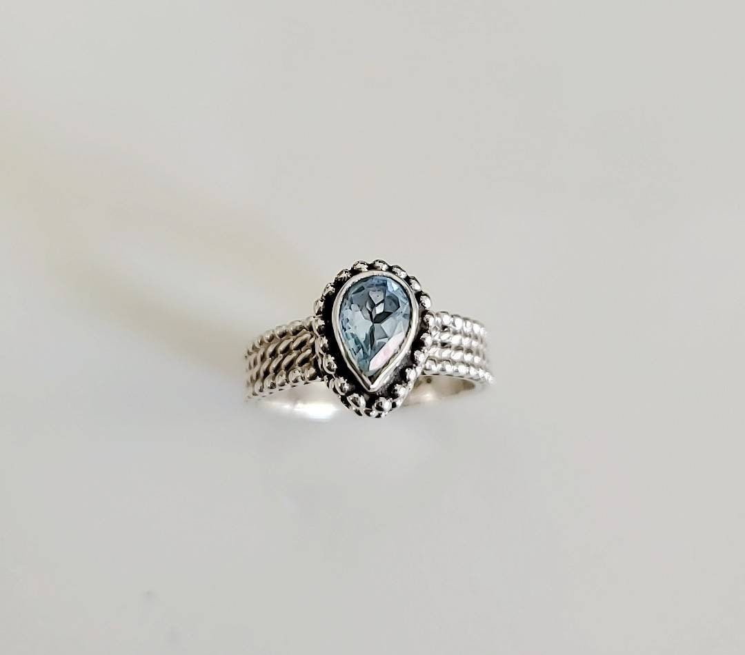 Sterling Silver Handmade Blue Topaz Ring - view 2