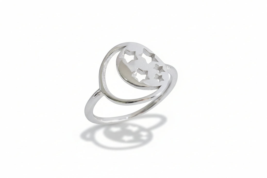 Sterling Silver Moon Stars Celestial Toe Ring