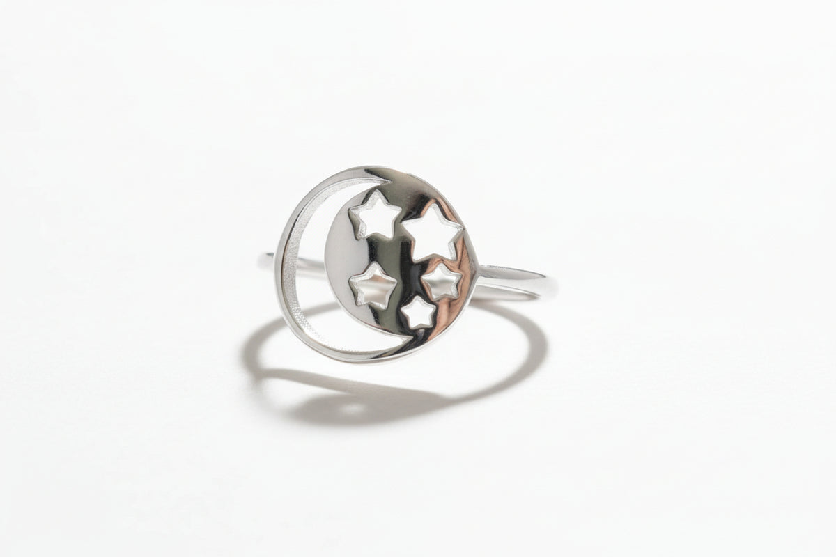 Sterling Silver Moon Stars Celestial Toe Ring - view 3