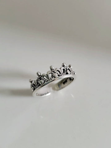 Sterling Silver Toe Midi Crown Ring
