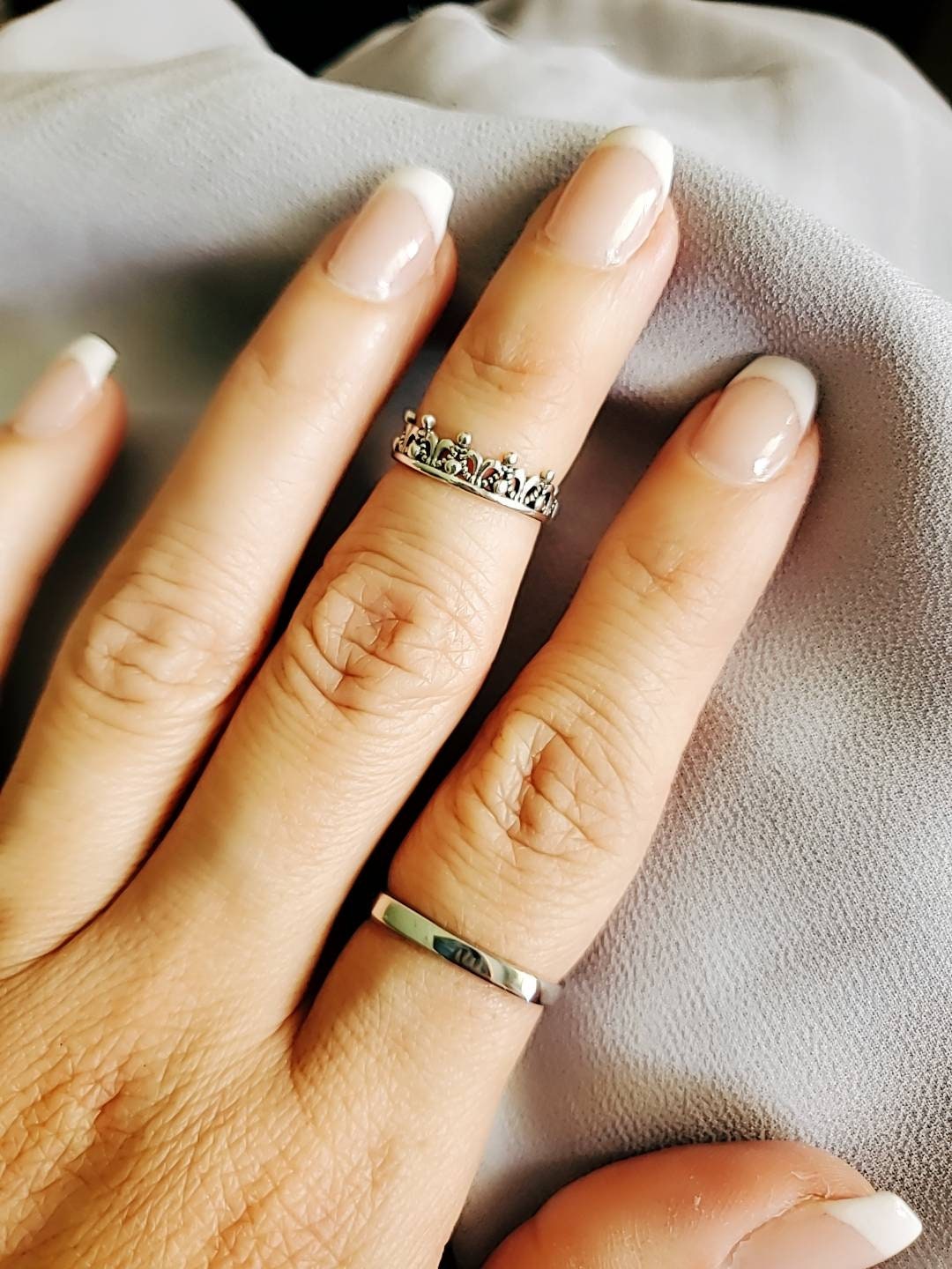 Sterling Silver Toe Midi Crown Ring