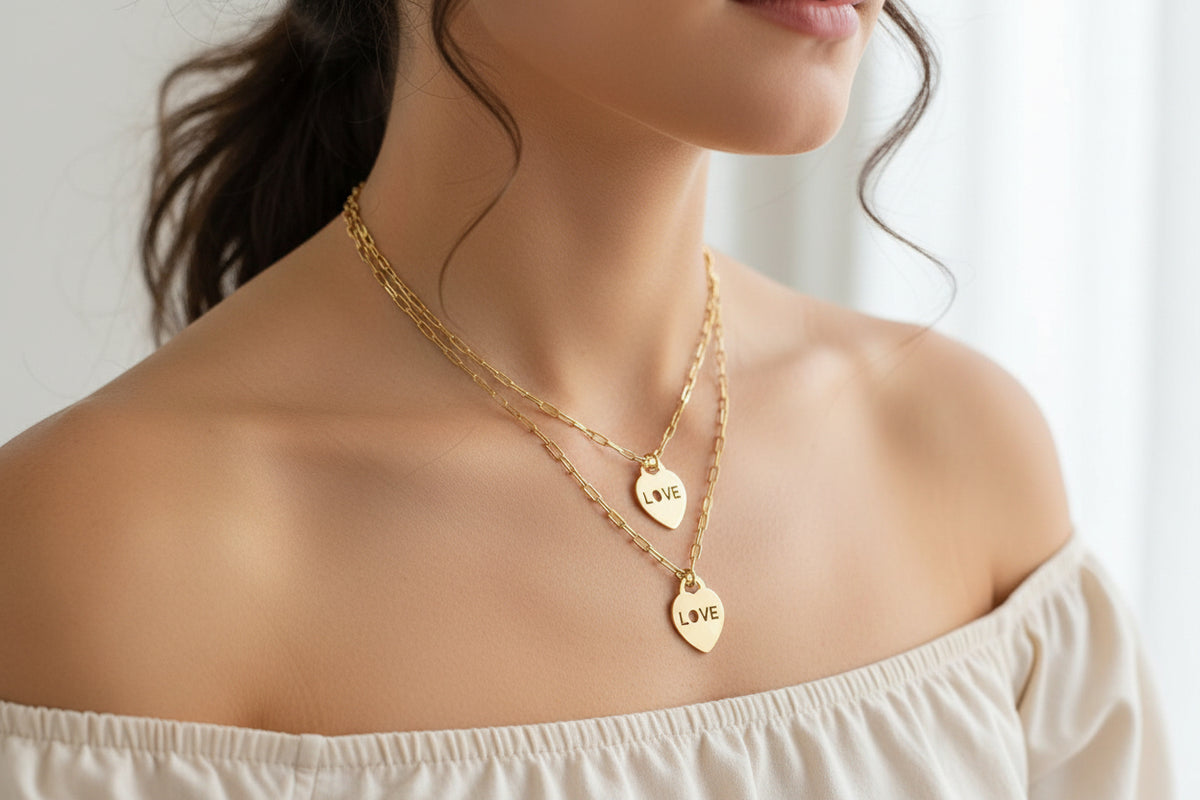 Gold Heart Statement Pendant Chain - view 2