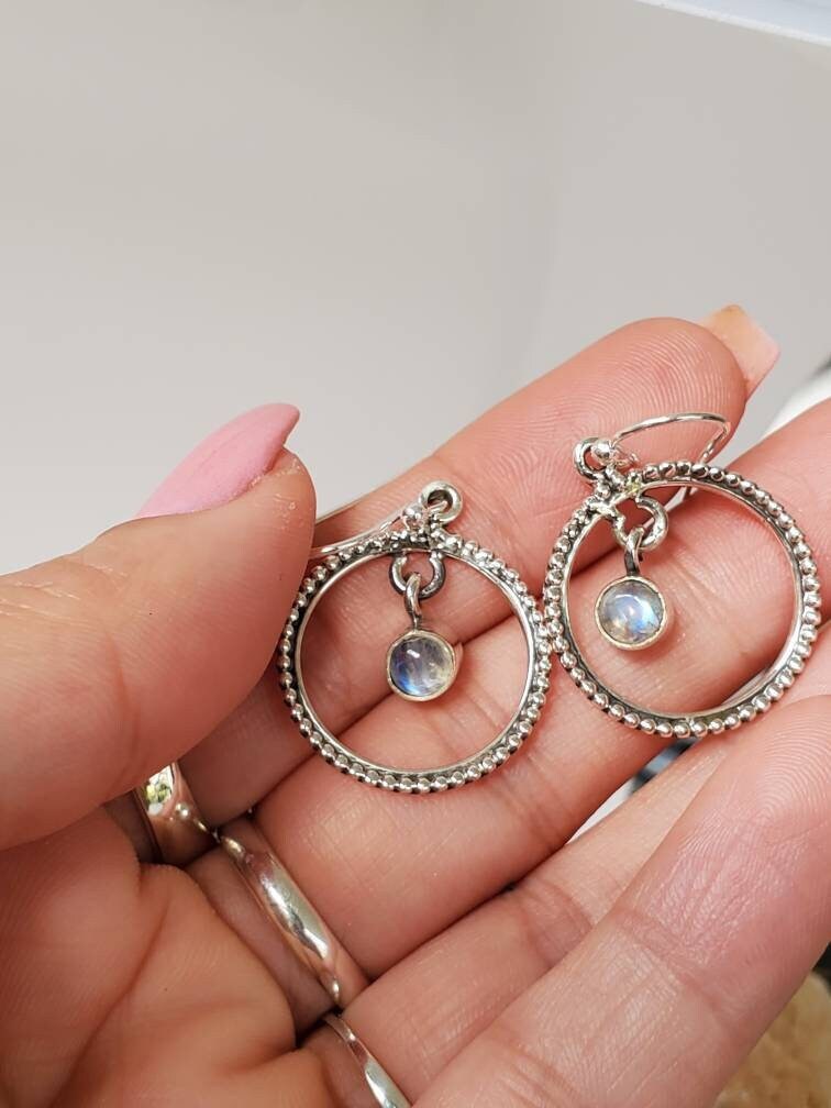 Sterling Silver 925 Moonstone Drop Earrings - view 3