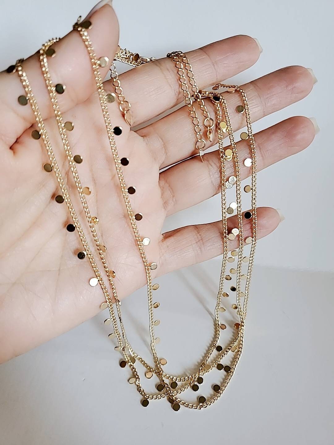 Gold Disc Layering Choker Chain - view 3